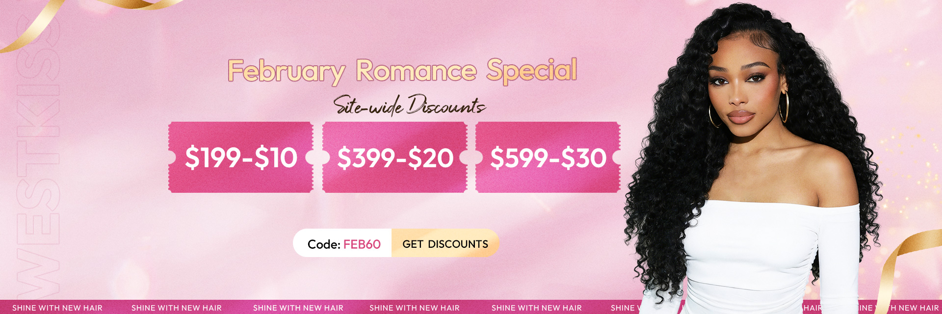 West kiss hair store offers 100% human hair lace wigs on sale