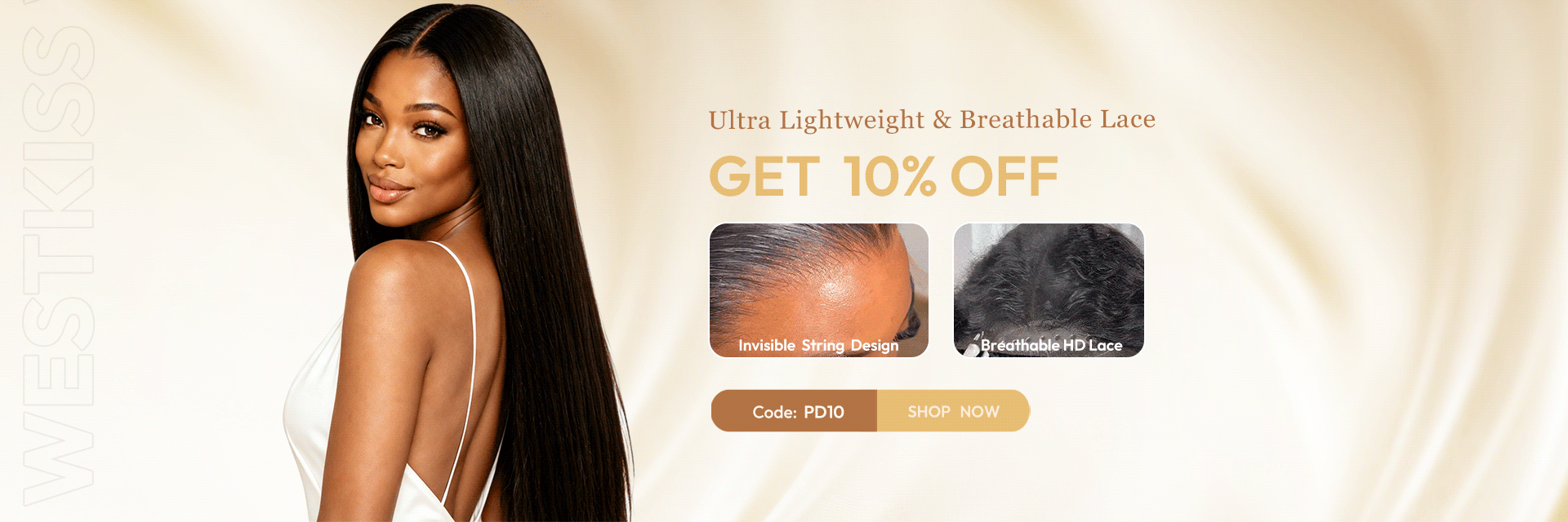 West kiss hair store offers 100% human hair lace wigs on sale