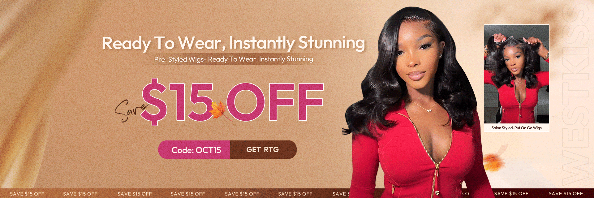 West kiss hair store offers 100% glueless lace wigs on sale