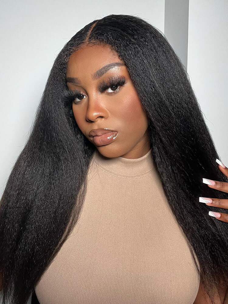 Kinky Straight Half Wig With Drawstring Kinky Straight Half Wig With Drawstring