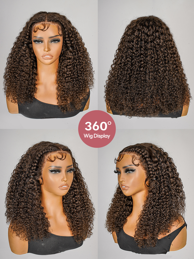 Pre Braided Dark Brown Wig 360° Display