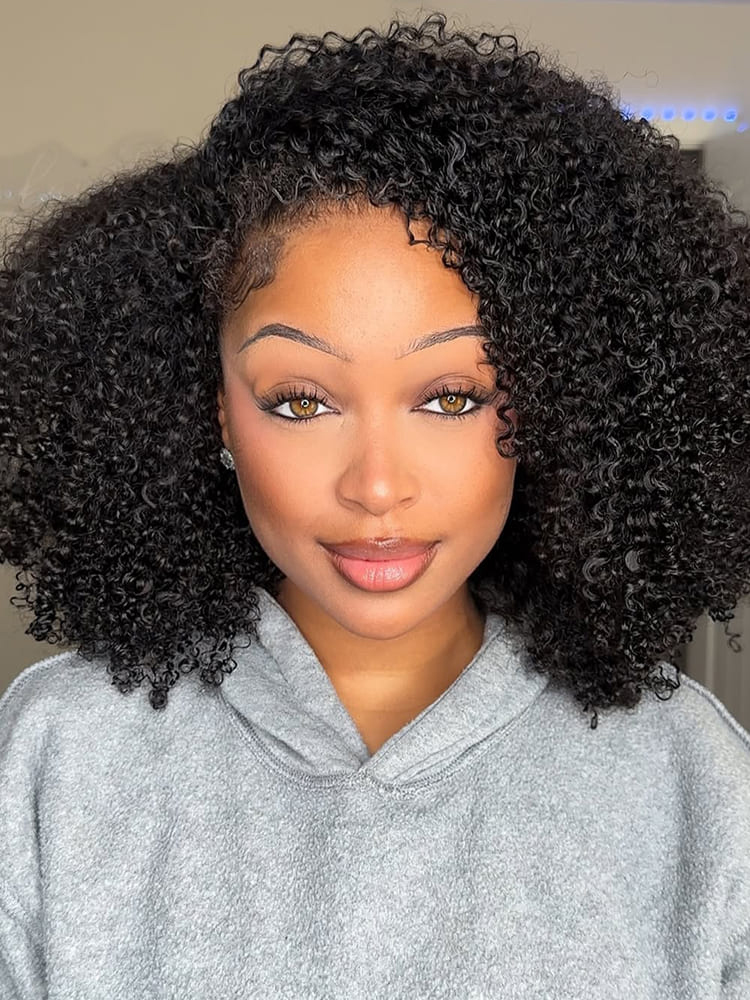 No Need Glue Afro Curly Half Wig No Need Glue Afro Curly Half Wig