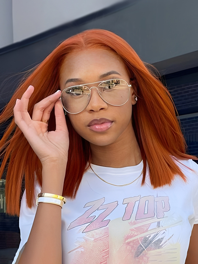 Copper Colored Bob Wig With Shoulder Length