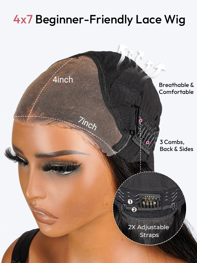 4x7 Beginner Friendly Lace Wig With Kinky Straight 4x7 Beginner Friendly Lace Wig With Kinky Straight