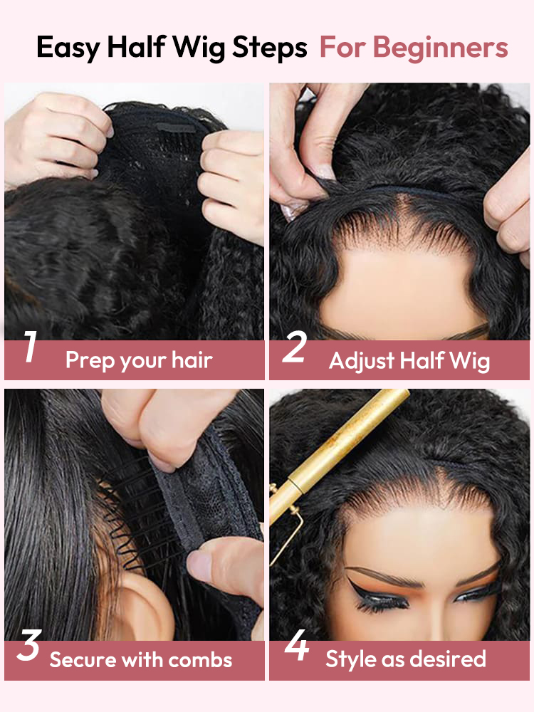 Easy Kinky Straight Half Wig Steps For Beginners Easy Kinky Straight Half Wig Steps For Beginners