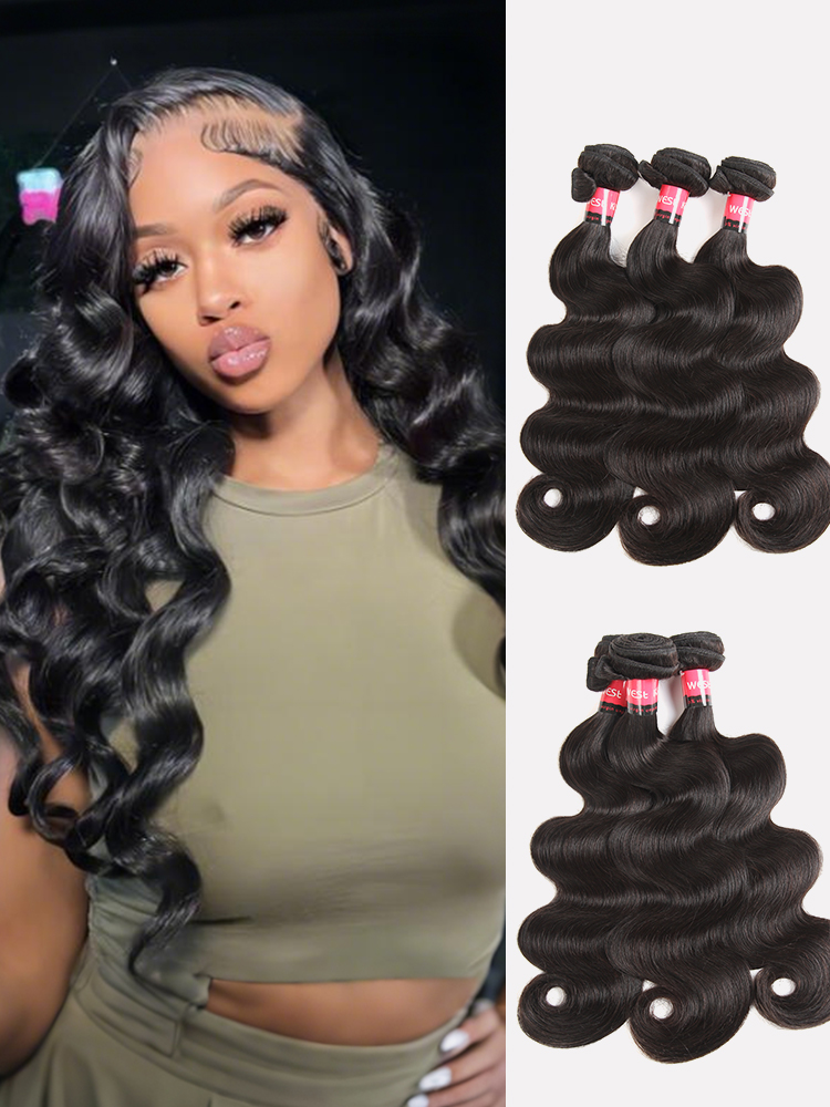 Brazilian Virgin Hair Bundles Body Wave Weaves 3 Bundles/Packet