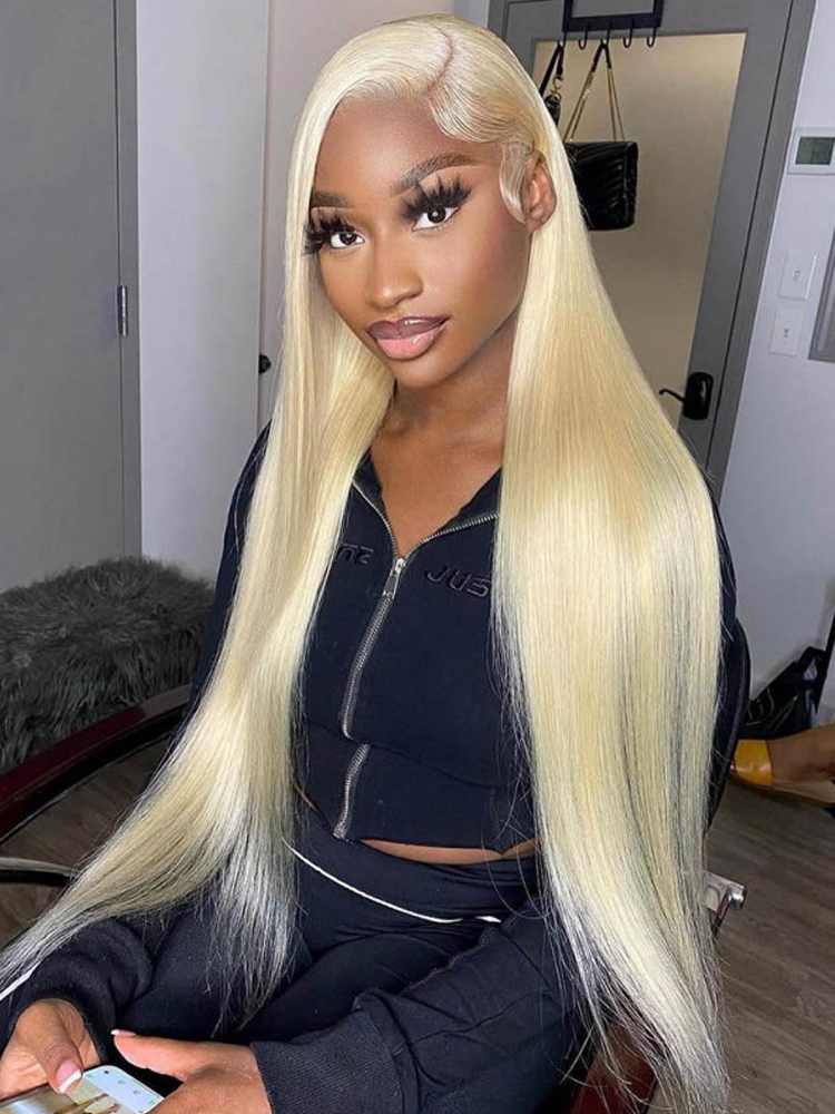 613 Blonde Straight Long Wig With HD Lace