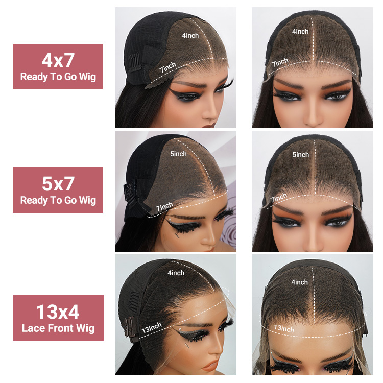 Closure Sizes Glueless Ready And Go Wigs Straight Lace Closure Wigs -West Kiss Hair