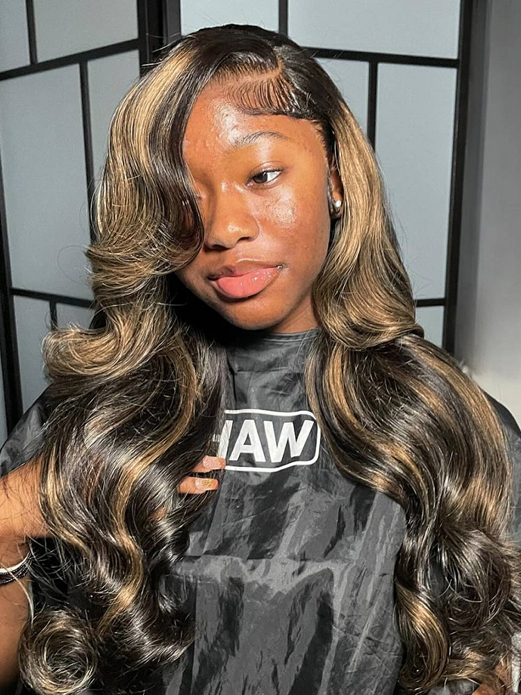 Black With Honey Highlight Body Wave Wig Black With Honey Highlight Body Wave Wig