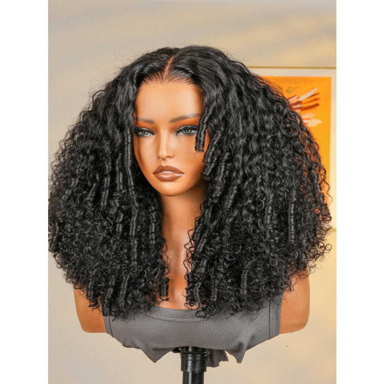250% Density Curly Glueless Wigs Ready To Go Pre Bleached Pre Cut HD Lace Wigs