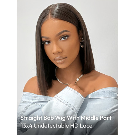 New Arrival #1B Bob Wigs Middle Part HD Lace Bob Short Wigs For Sale