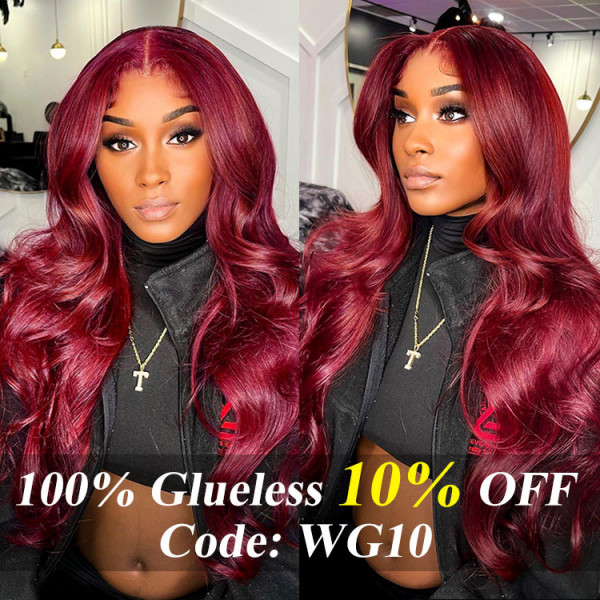 Burgundy Glueless Wear and Go Wig