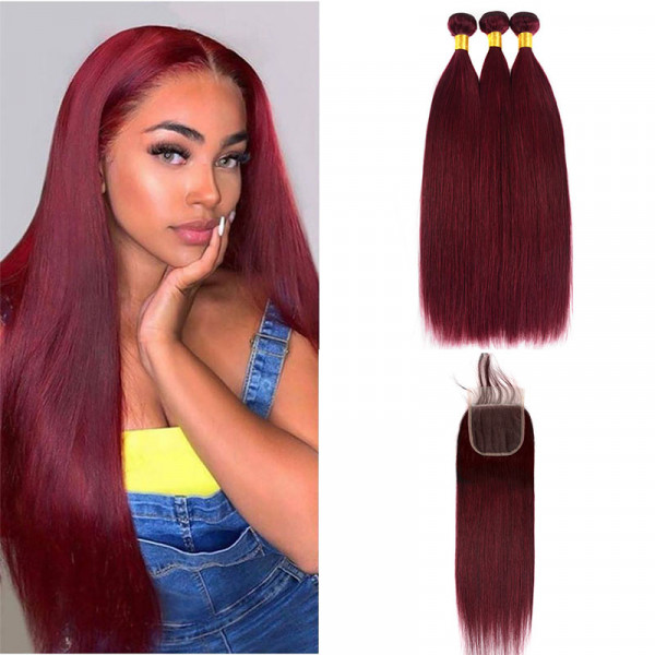 Burgundy Straight Hair