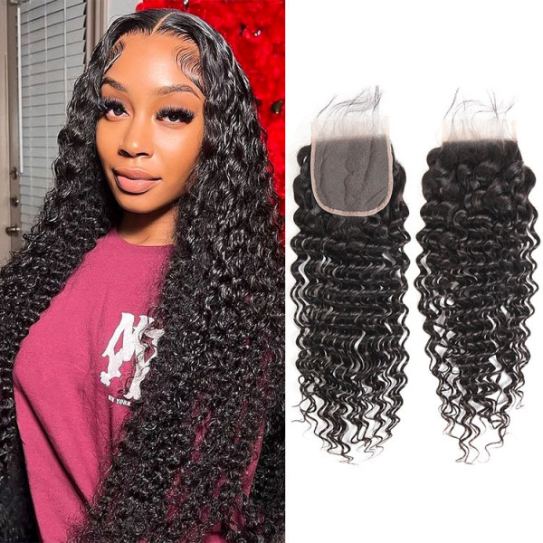 Deep Wave Brazilian Hair LY Lace Closure 
