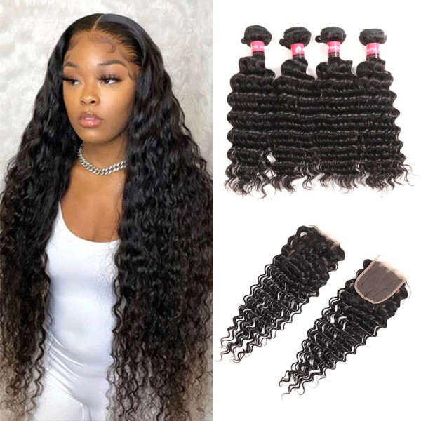 Deep Wave Hair With Closure