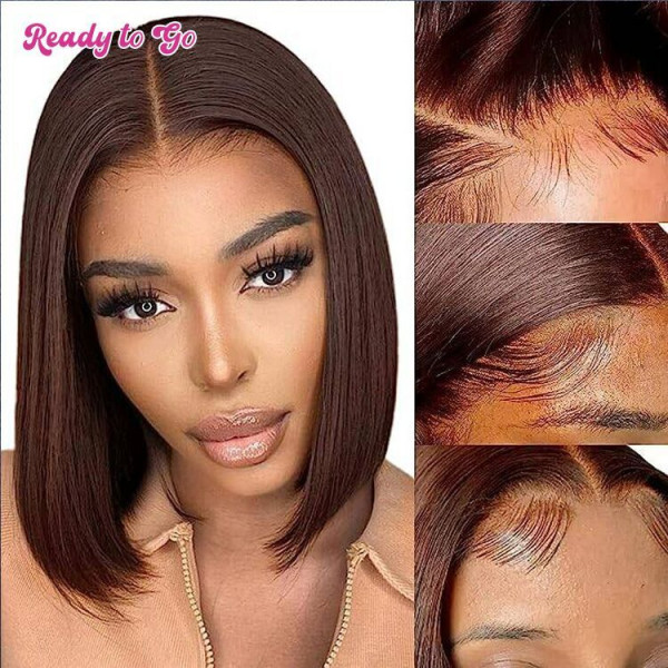 Ready To Go - Glueless Wigs Short Brown Bob Wig Straight LY Lace 5x7 Closure Wig