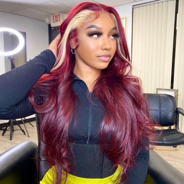 Blonde Skunk Stripe Wig