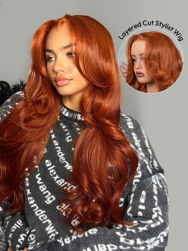 Burnt Orange Ocean Wave Wig