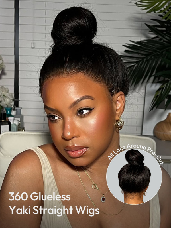 360 Glueless Yaki Straight Wigs