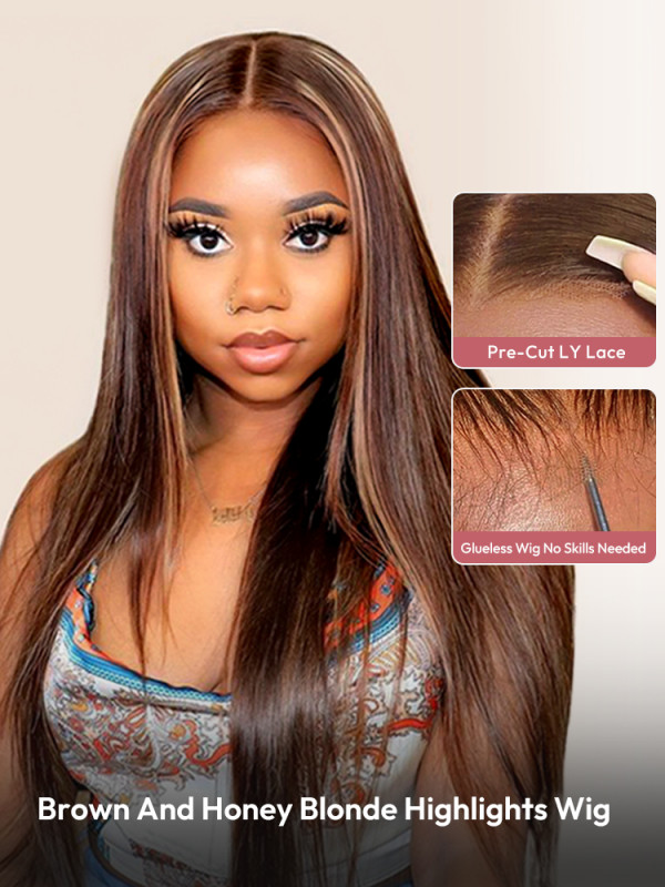 Honey Blonde Highlights Wig