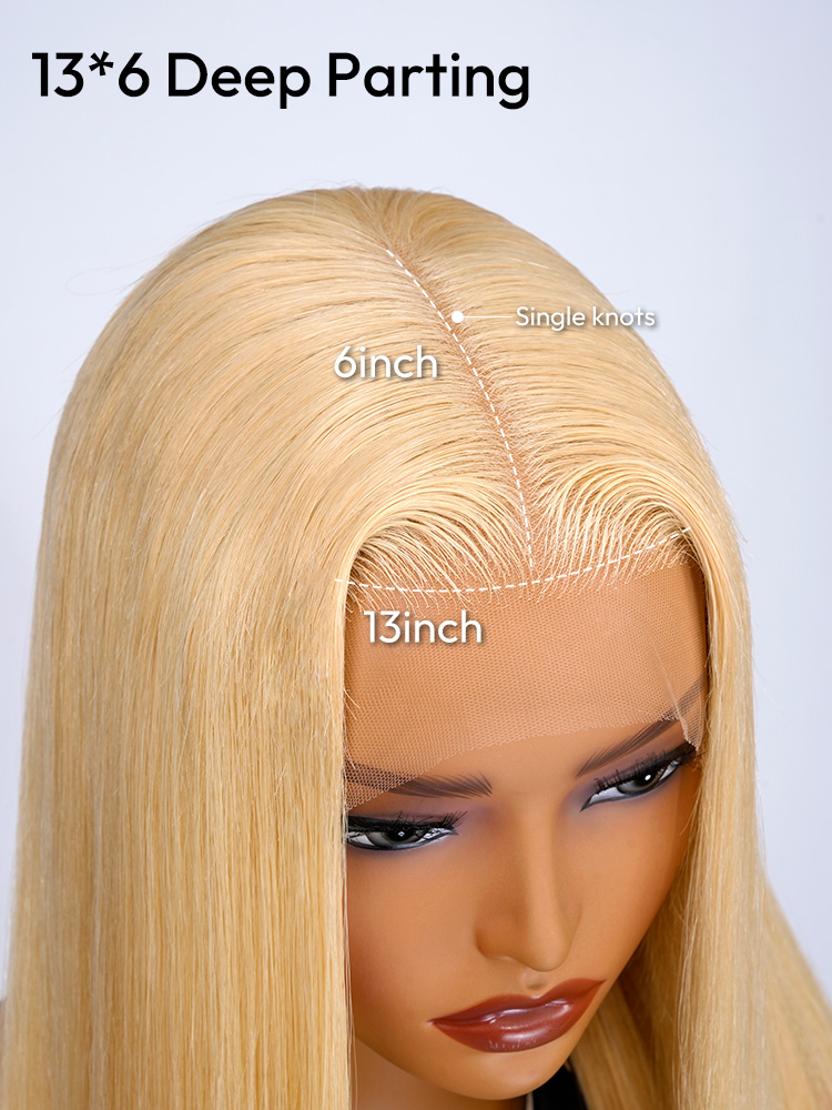 13*6 Deep Parting Honey Blonde Long Wig
