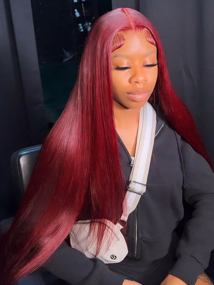 Cherry Cola Red Straight Long Wig With HD Lace Cherry Cola Red Straight Long Wig With HD Lace