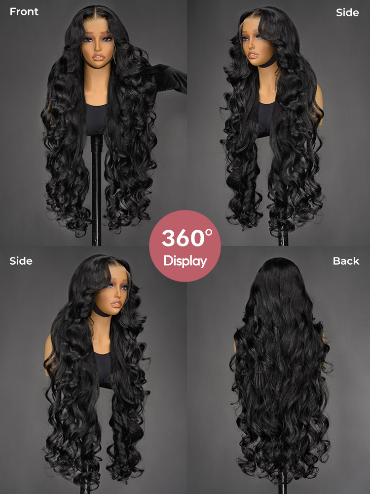 Natural Black Ocean Wave Long Wig 360° Display Natural Black Ocean Wave Long Wig 360° Display