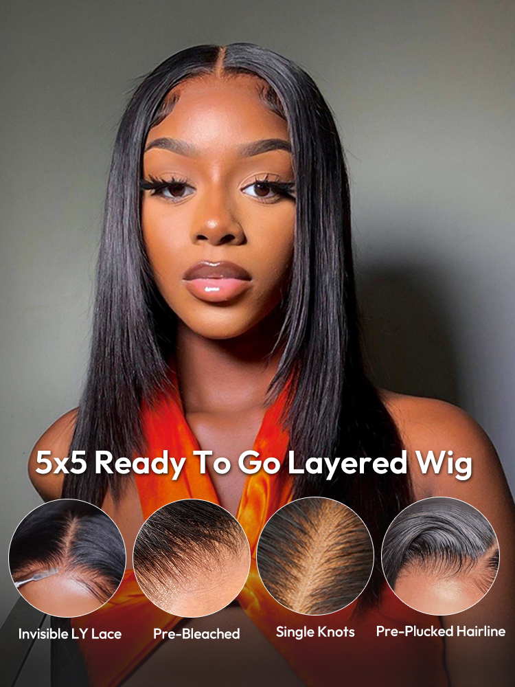 5x5 Ready To Go Layered Straight Wig 5x5 Ready To Go Layered Straight Wig