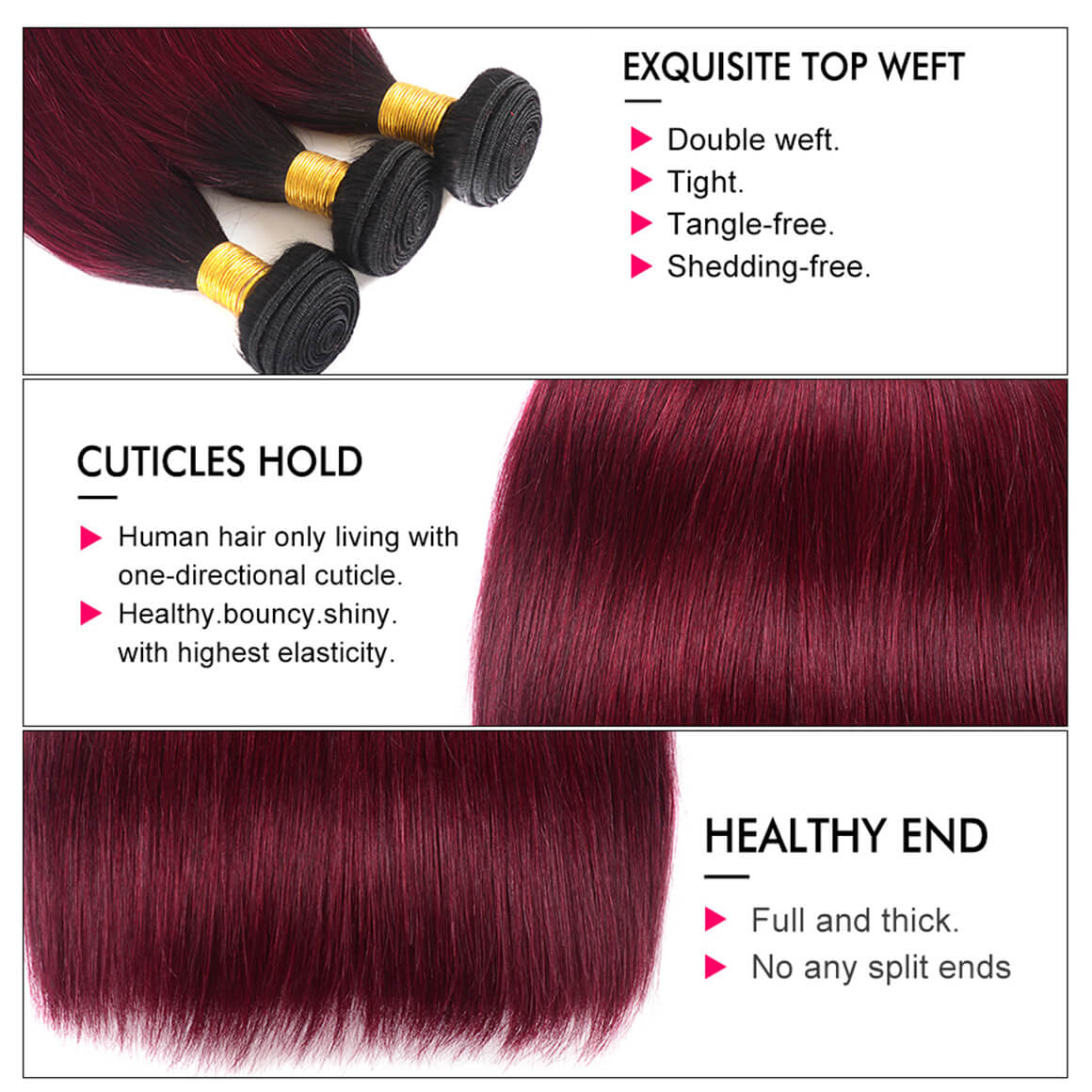 Burgundy Ombre Straight Hair